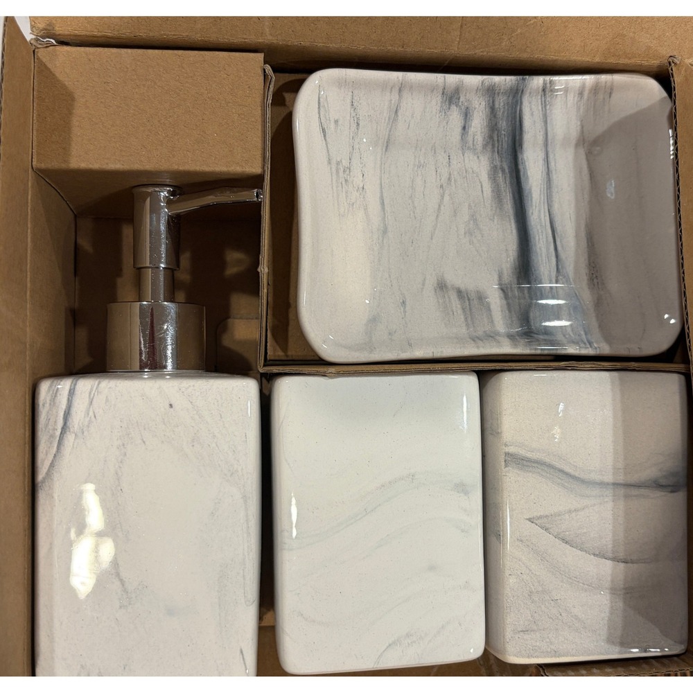 Bathroom Accessory Set, 4 Pcs Marble Bathroom Vanity Countertop Set